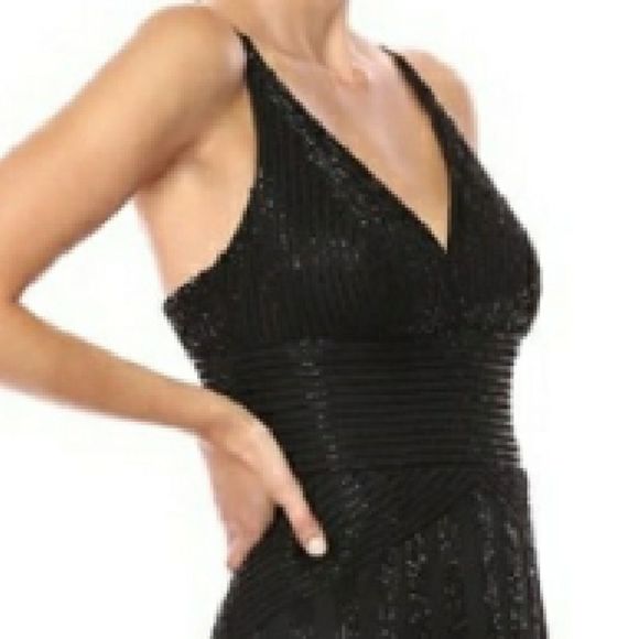 Adrianna Papell beaded Spaghetti Strap V-Neck Gown - Picture 3 of 8